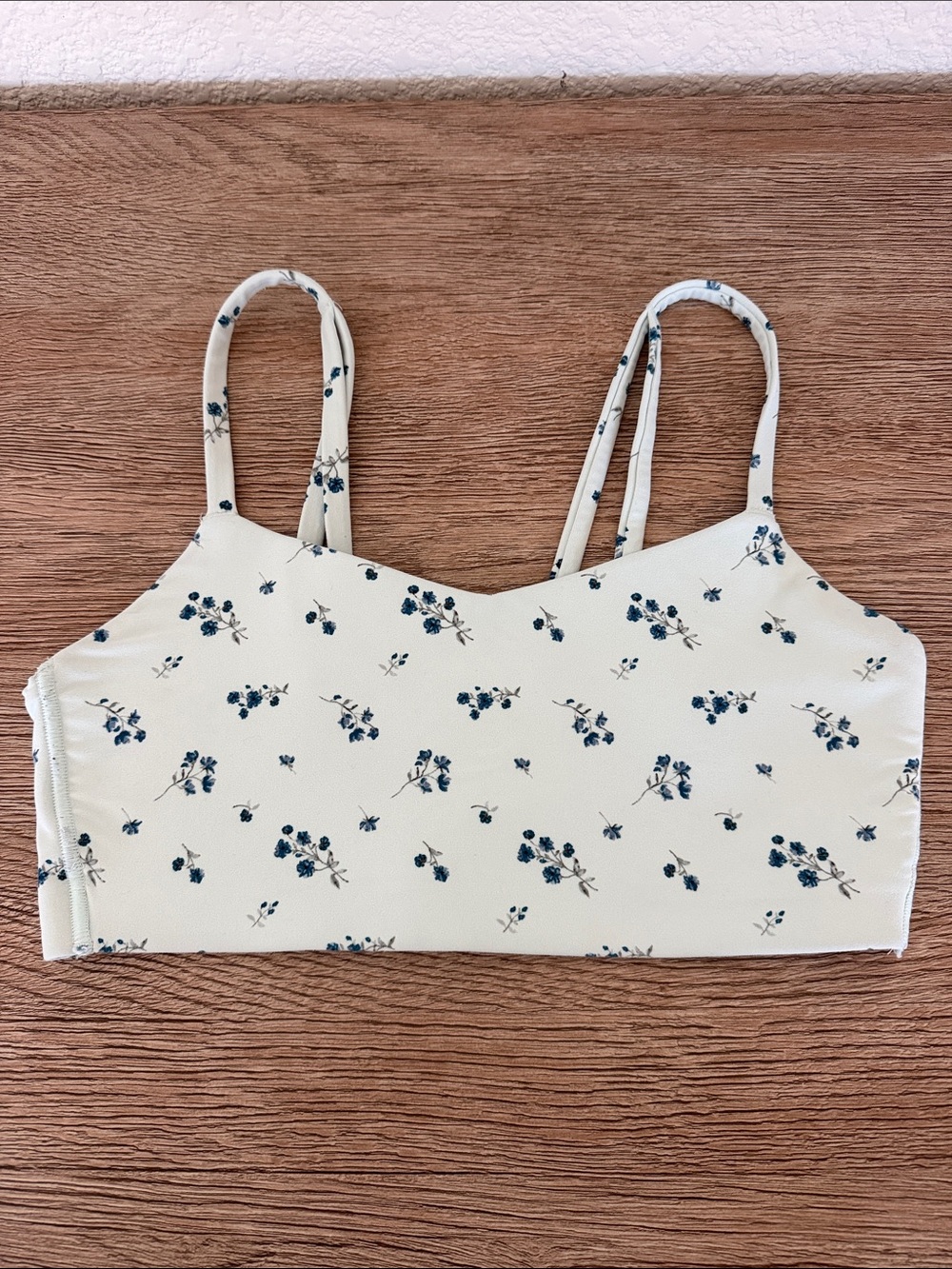 all in motion Cream Bandeau Bralette with Navy Floral Print